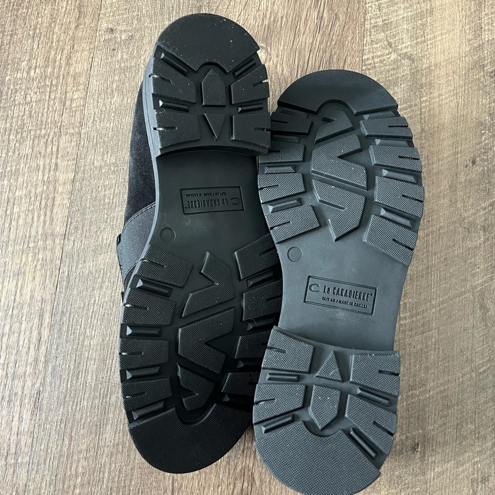 La CANADIENNE Black Suede Lug Sole Loafers - Picture 4 of 4